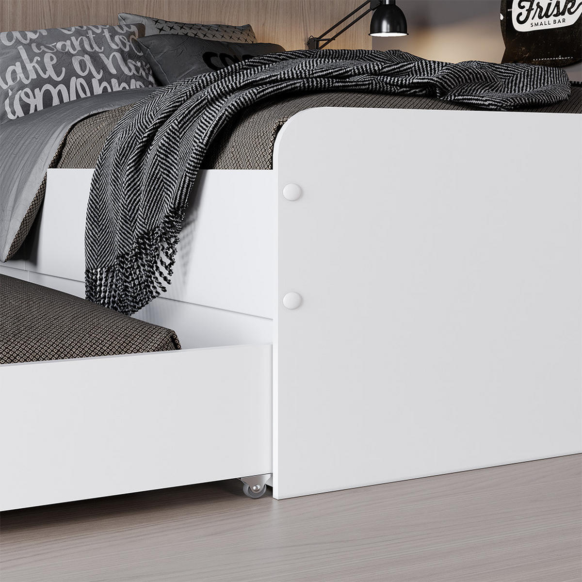 KINDERBETT Jaspar Weiß 90x200 cm mit Lattenrost, ohne Matratze - Weiß, Holzwerkstoff (204/53/94cm) - VitaliSpa