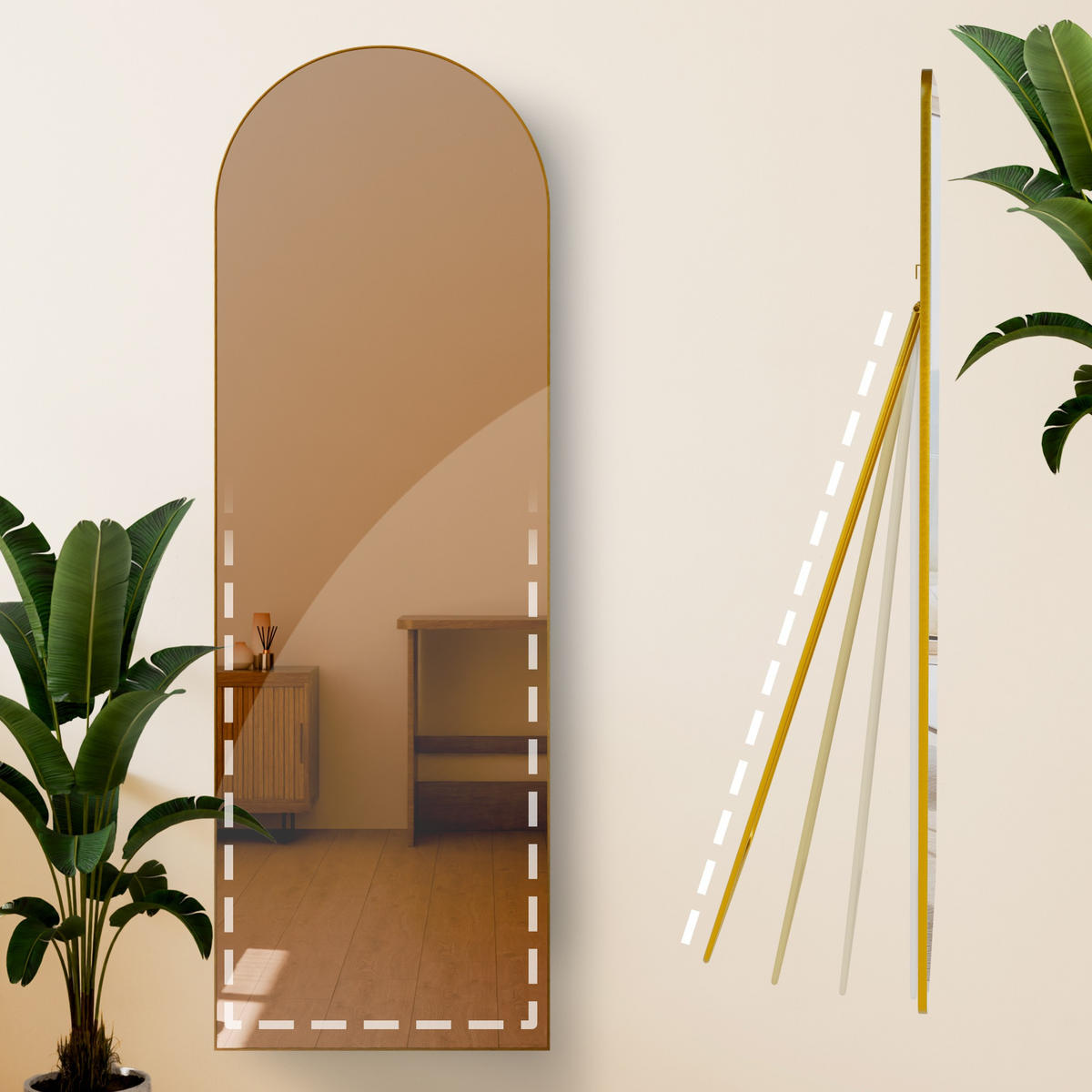 STANDSPIEGEL Malaga Glas Gold glanz Ganzkörperspiegel - Goldfarben, Glas (50/150/3cm) - DELUKE