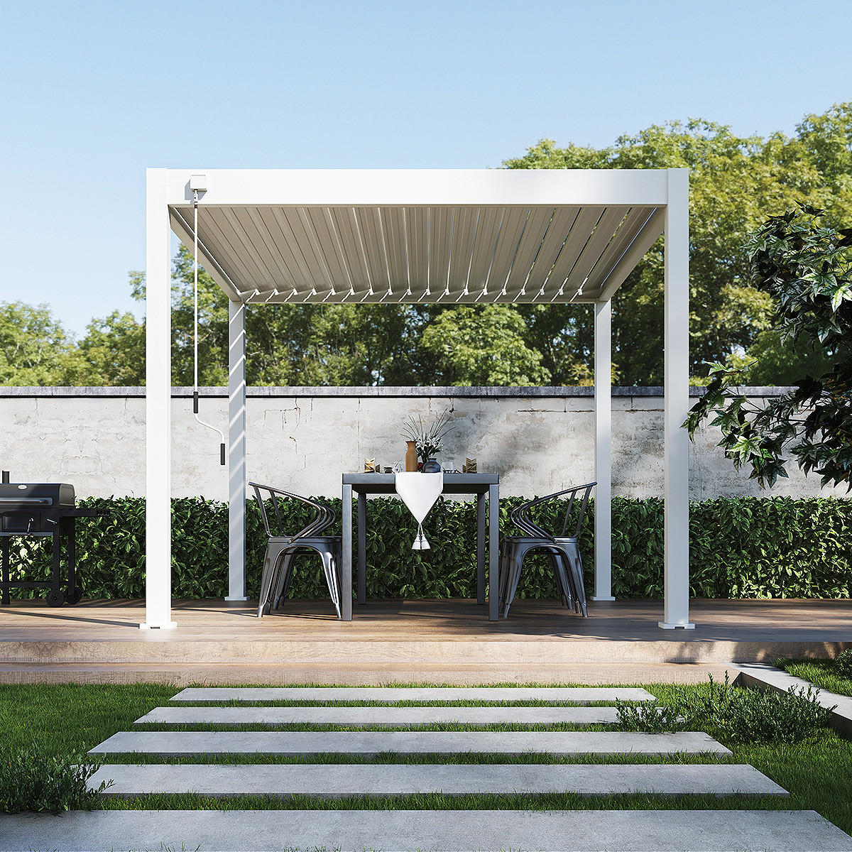 PERGOLA Classic Pavillon Terrassenüberdachung Aluminium 3 x 3 M weiß - Weiß, Metall (300/255/300cm) - WEIDE
