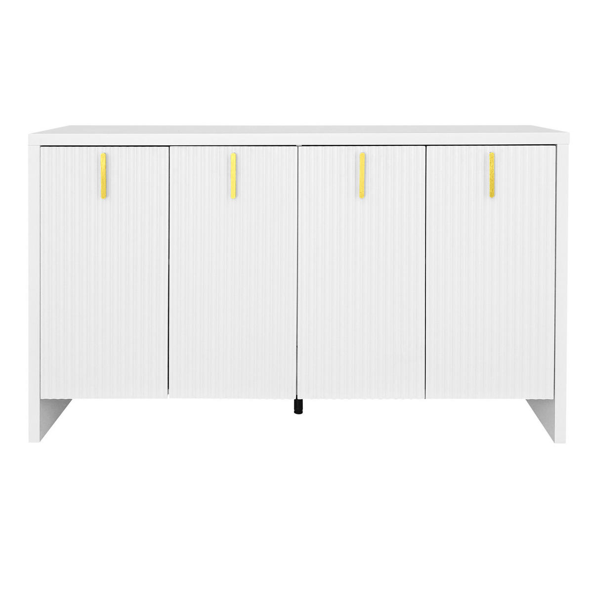 SIDEBOARD 140/38/80 cm in Weiß mit 4 Türen & goldfarbenen Griffen - Weiß, Holzwerkstoff (140/80/38cm) - BEAOK