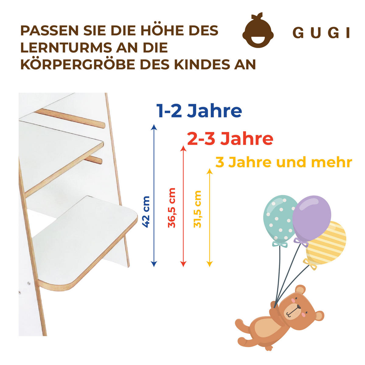LERNTURM 40/85/40 - Weiß, Holzwerkstoff (40/85/40cm) - RAUMHIRSCH FURNITURE