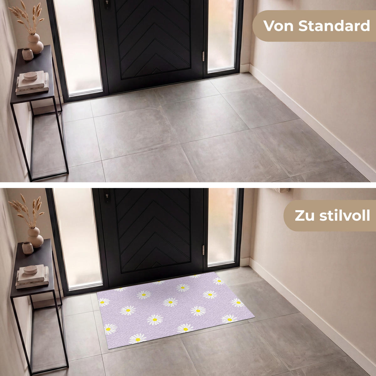 ROHOŽKA Sedmikrásky - pastelové - bílé - fialové - květiny 120x80 cm - šeříková, textil/umělá hmota (120/0.4cm) - MuchoWow