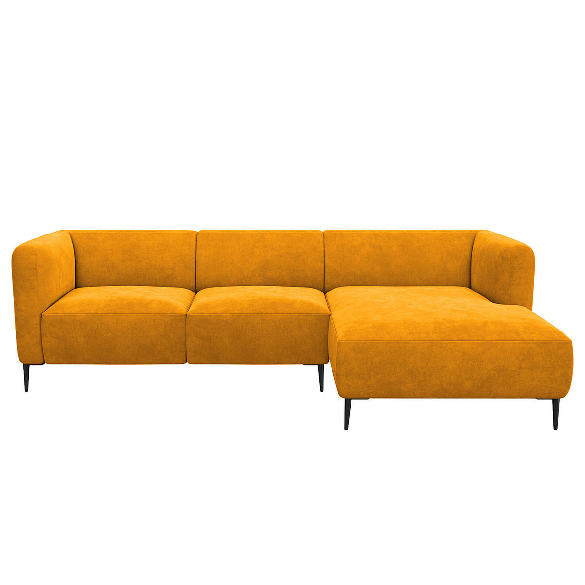 2,5-SITZER ECKSOFA mit Longchair - Gelb/Schwarz, Textil/Metall (271/148cm) - home24