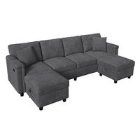WOHNLANDSCHAFT Modular umwandelbar L-/U-Form mit 2 Stauraumhockern, DE-42506, Grau - Grau, Metall (261/82/134cm) - ComfortXL