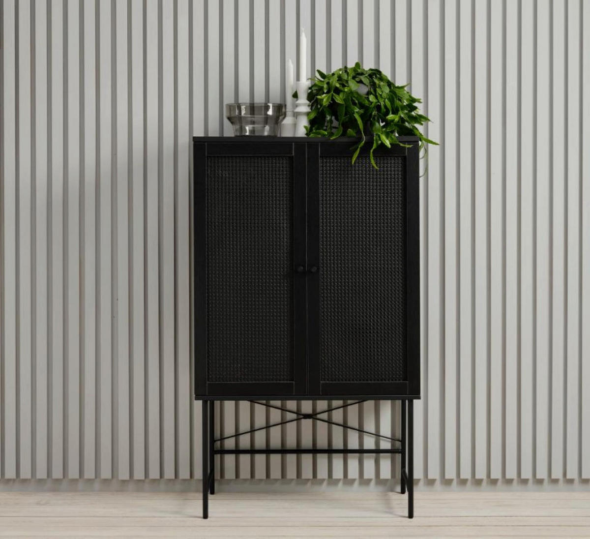 HIGHBOARD Mogest 2-türig 80 cm - Schwarz, Holzwerkstoff/Kunststoff (80/135/40cm) - Selsey