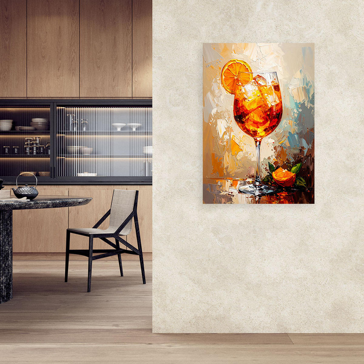 LEINWANDBILD Aperol Cocktail Frucht 80x120cm - Beige, Textil (80/120cm) - Feeby