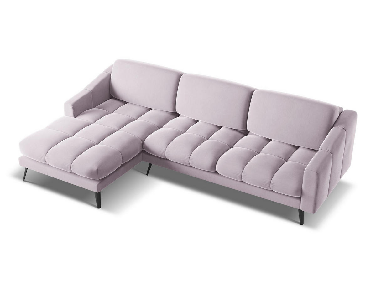 ECKSOFA Links Samt Stoff Violett - Lila/Flieder, Textil/Metall (160/264cm) - Makamii