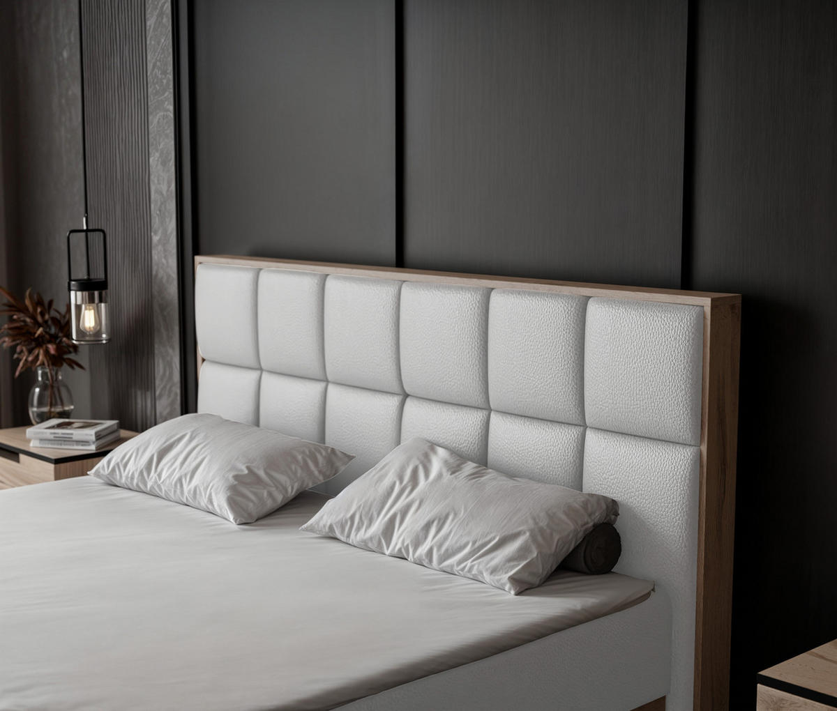 BOXBETT LAVIO II 160/200 cm, in Weiß, mit Matratze und Topper - Weiß, Holzwerkstoff/Textil (160/200cm) - Idohome