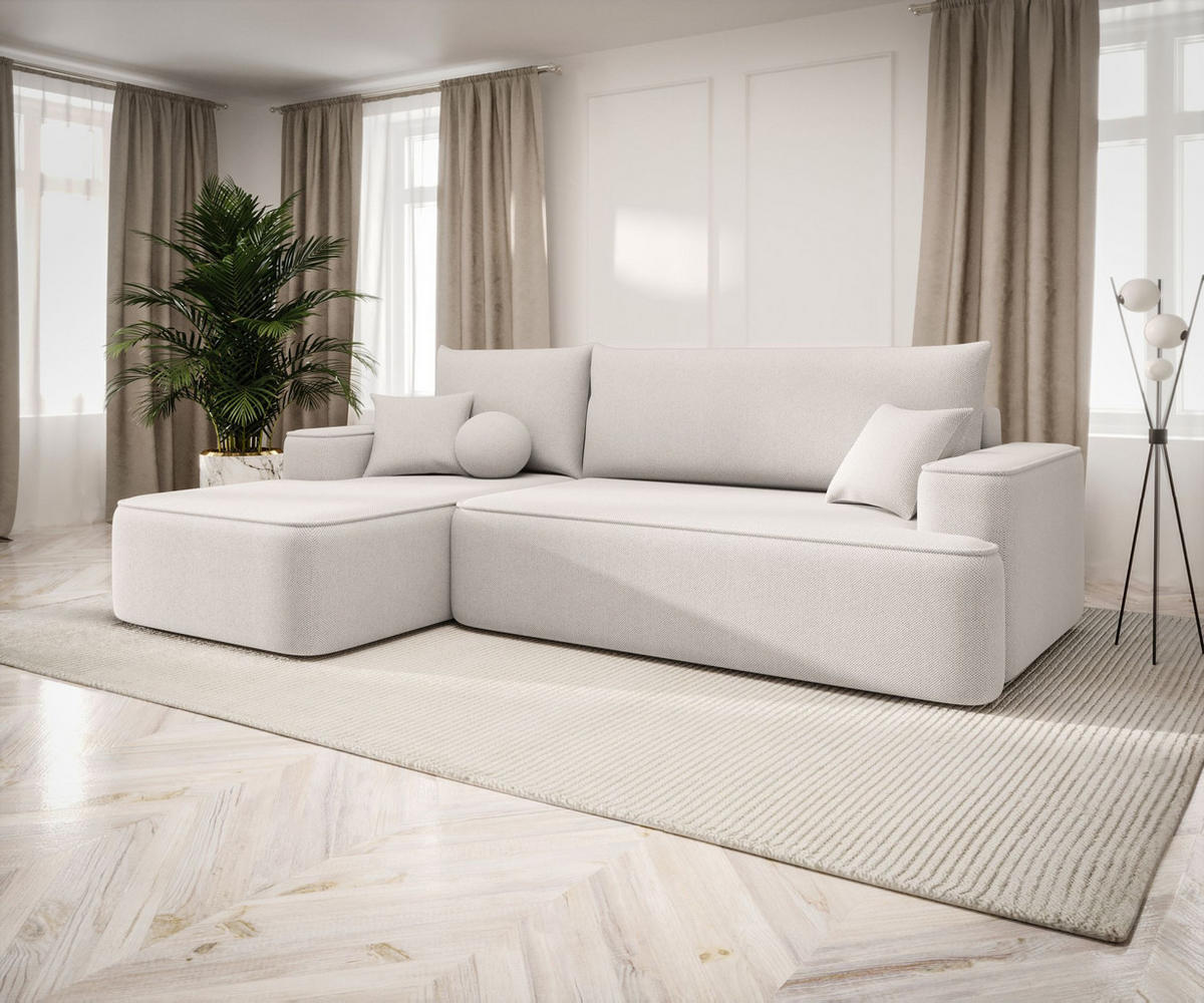 ECKSOFA mit Schlaffunktion FIGO Curio 02 Links - Creme, Textil (250/150cm) - Bedante