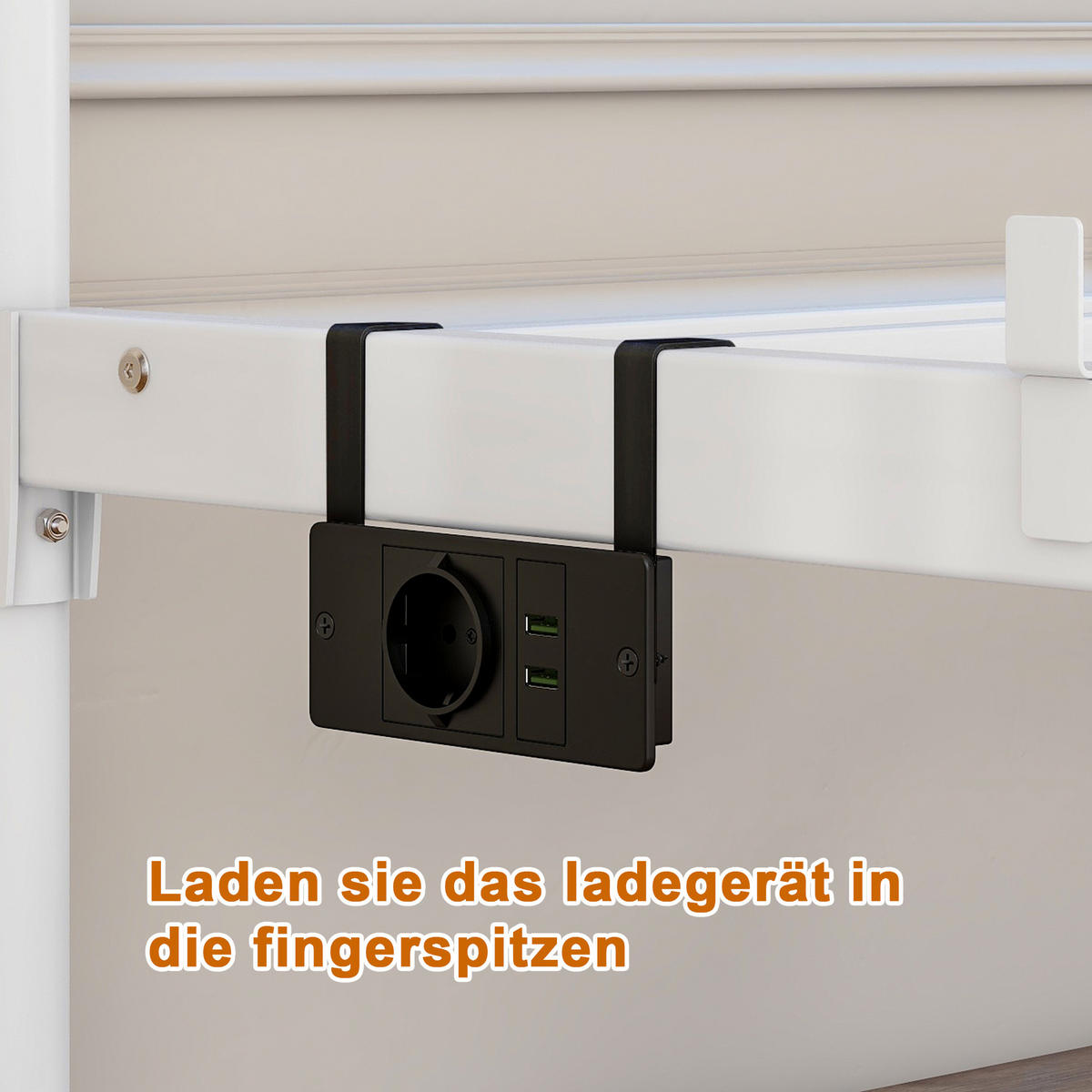 METALLBETT 120x200 cm LED USB Vintage weiß - Weiß, Holzwerkstoff (120/200cm) - LEBENLANG