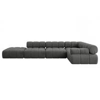 ECKSOFA modulares Sofa Felto-L2 - 380x190x70 cm Dunkelgrau Velours - Dunkelgrau, Holzwerkstoff/Textil (380/190cm) - ALTDECOR