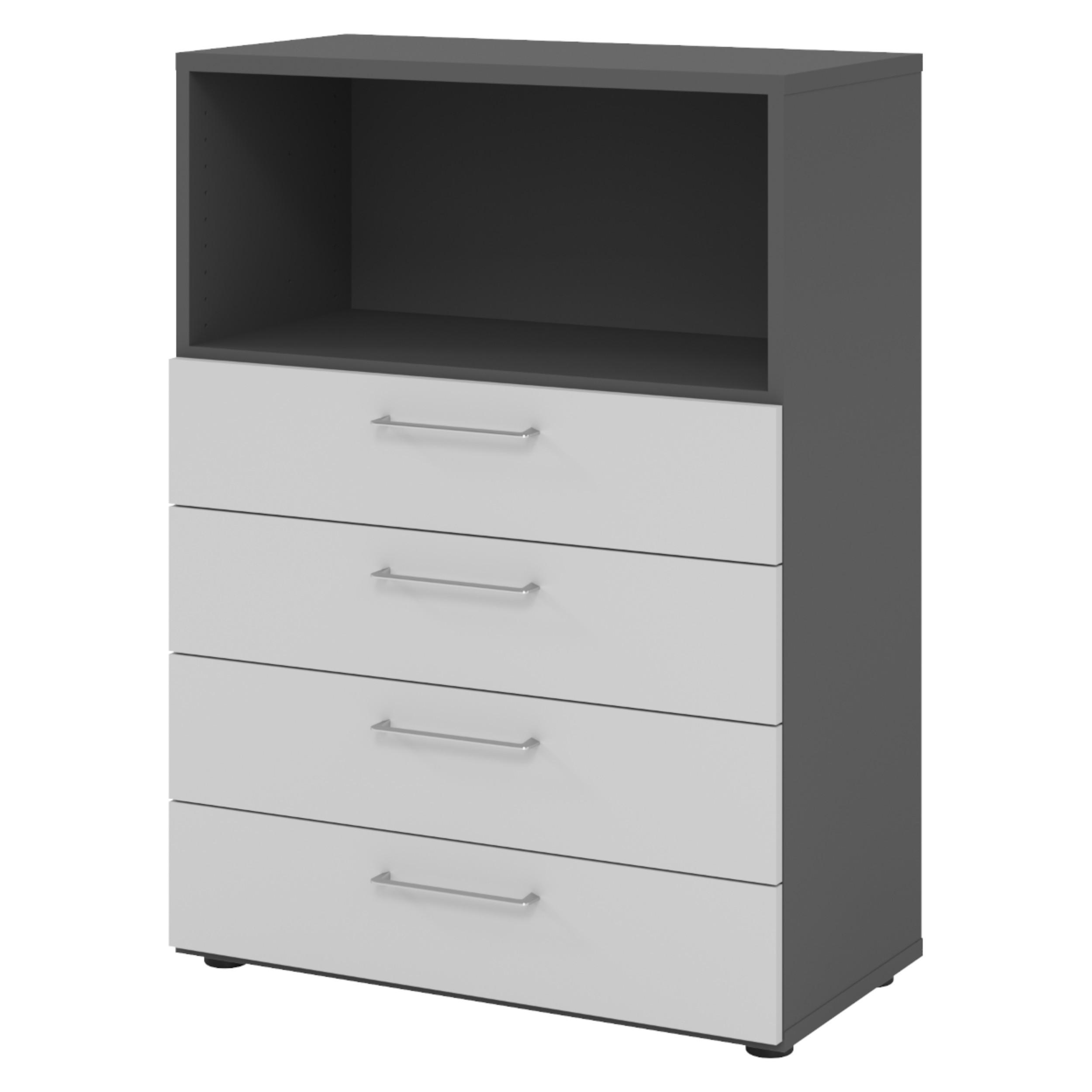 SCHUBLADENSCHRANK - 4 Schübe 42/80/110 cm in Graphitfarben/Grau - Graphitfarben/Grau, Holzwerkstoff (80/110/42cm) - bümö