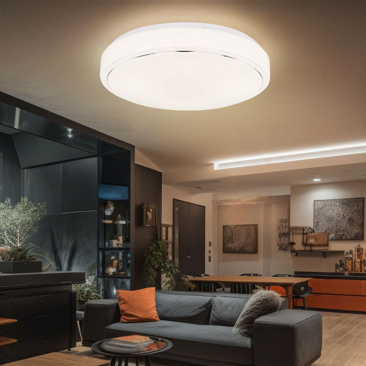 LED DECKENLEUCHTE Metall Weiß Opal - Weiß, Metall (37.5/37.5/8.5cm) - Globo Lighting
