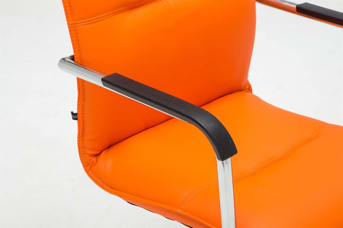 BESUCHERSTUHL 2er-Set SEATTLE 92x56x60 cm Orange Kunstleder - Orange, Leder/Metall (56/92/60cm) - DELUKE