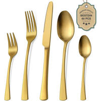 BESTECKSET 60-teilig Matt Gold - Goldfarben, Metall