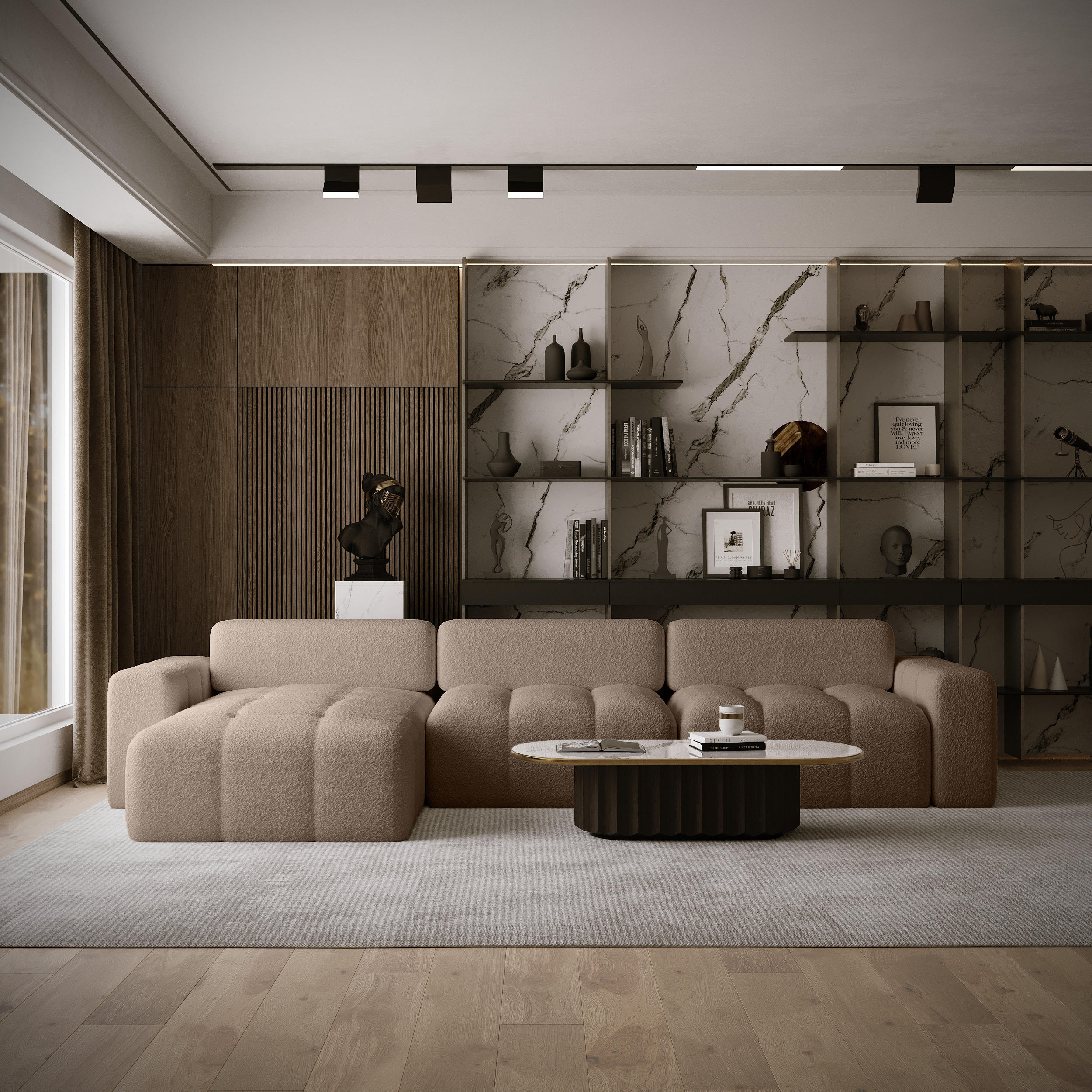 ECKSOFA RIFU SO 300x140 cm, Braun - Braun, Textil (346/185cm) - Fedve