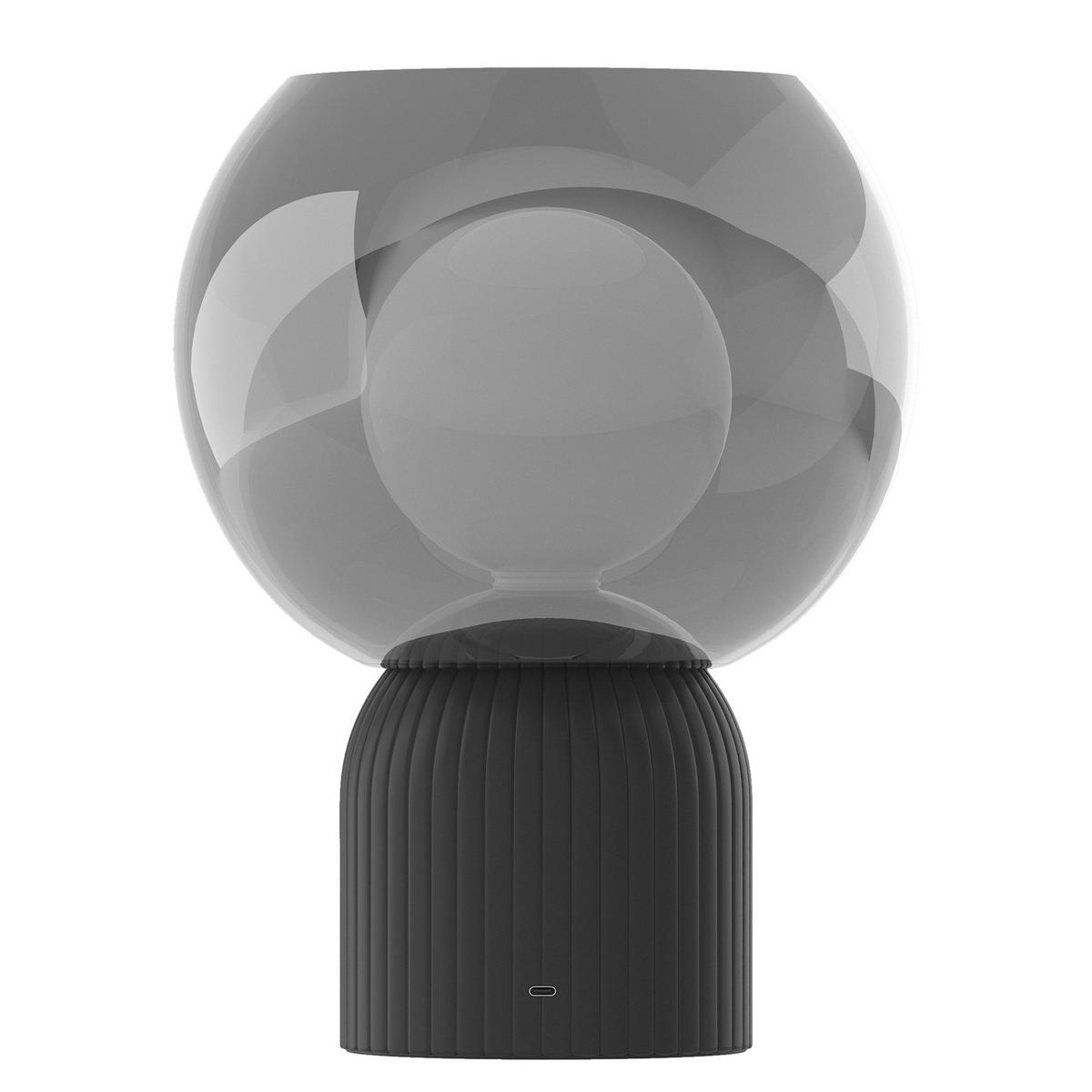 AKKU-TISCHLEUCHTE - Glas / Eisen - Schwarz, Glas/Metall (20/20/26cm) - home24