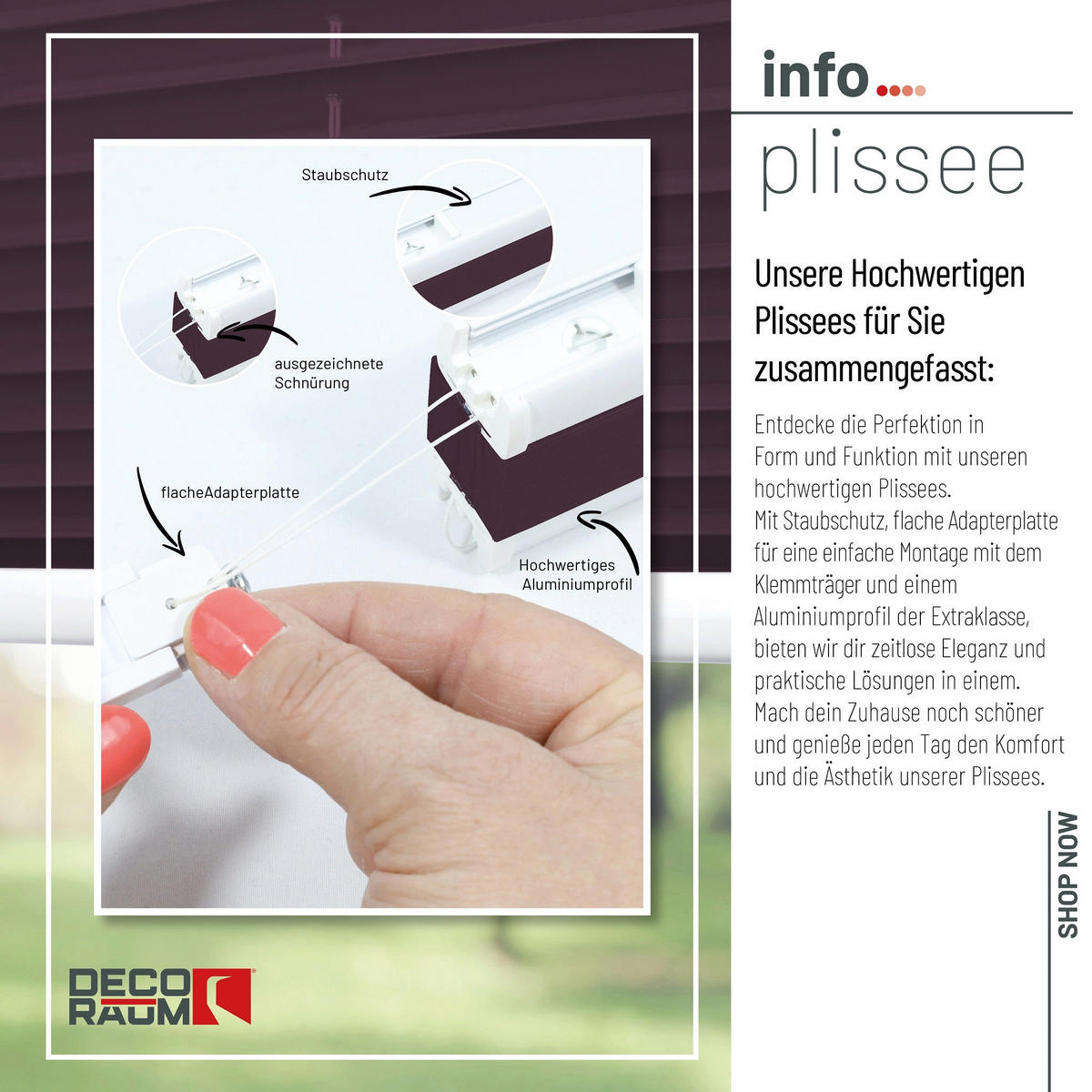 PLISSEE Basic ohne Bohren - Violett, Textil (100/150cm) - Deco-Raum