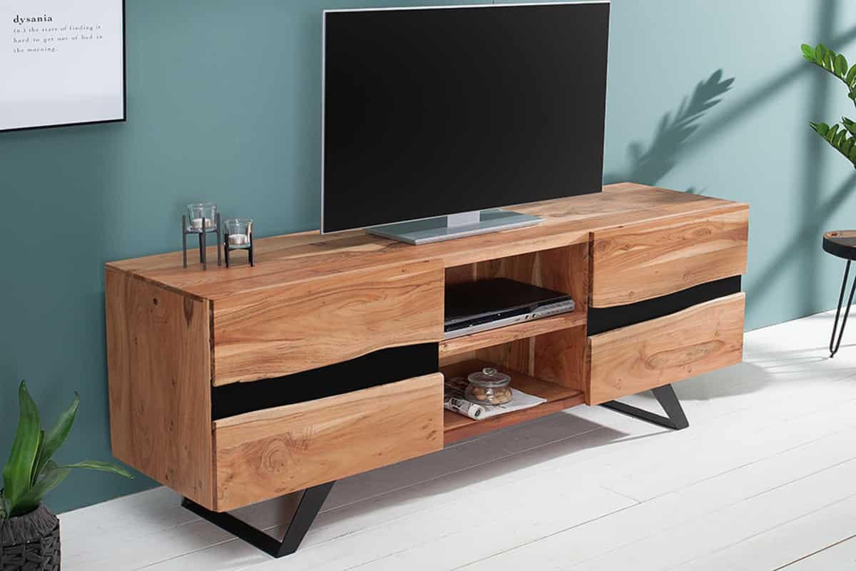 TV-LOWBOARD AMAZONAS Akazie 160cm - Schwarz/Braun, Holz/Metall (160/65/43cm) - riess-ambiente