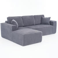ECKSOFA 235/128/60 cm grau aus Cord mit Chaiselongue - Grau, Textil (128/235cm) - OKWISH