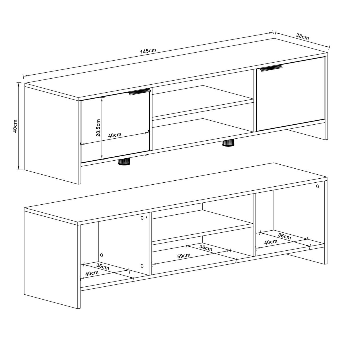 LOWBOARD Stevns - Weiß, Holzwerkstoff/Metall (145/40/38cm) - [en.casa]