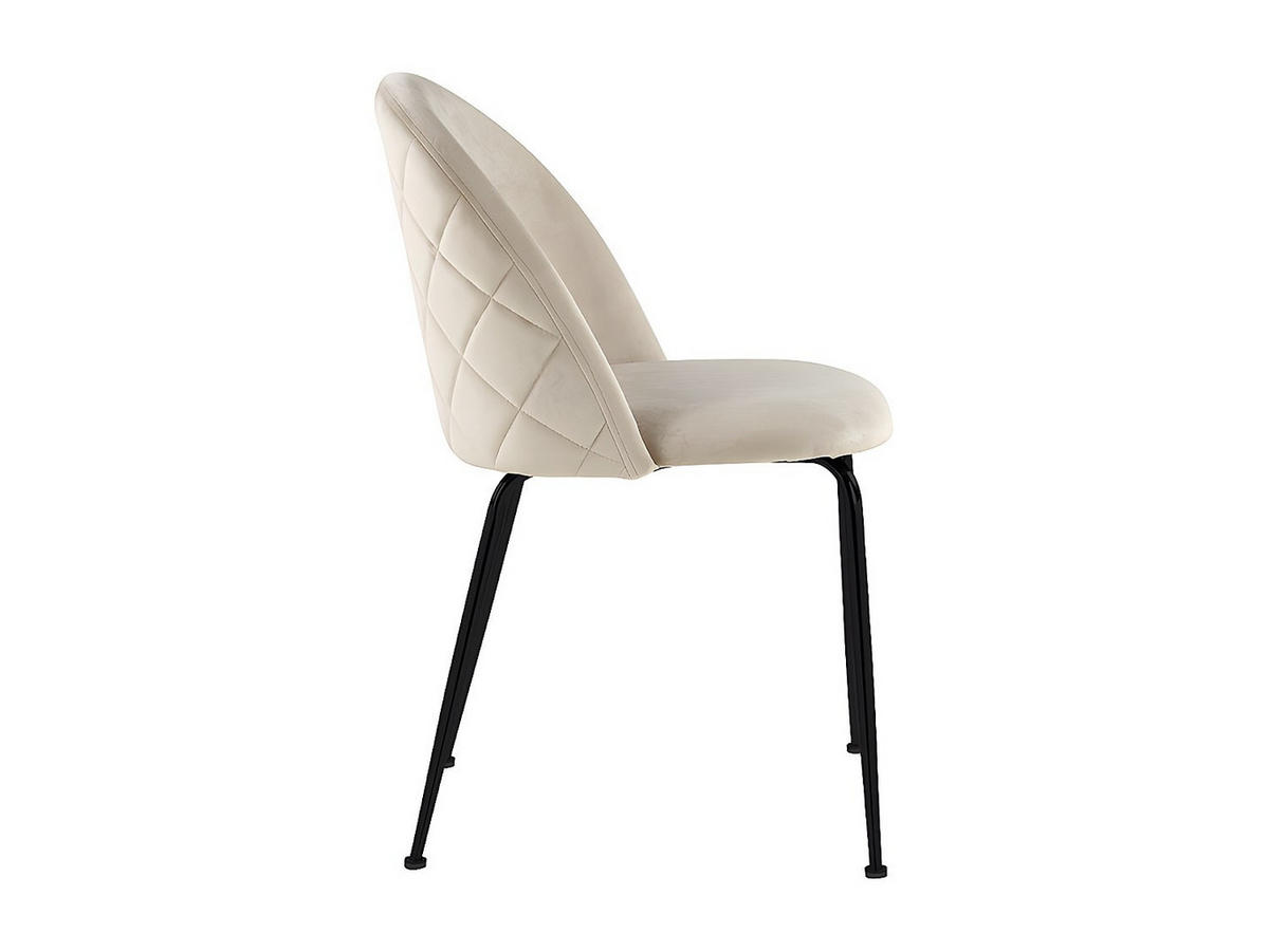 STUHL - 50cm x 55cm - Samt - beige - MELBOURNE - Beige, Textil (50/77/55cm) - Vente-Unique