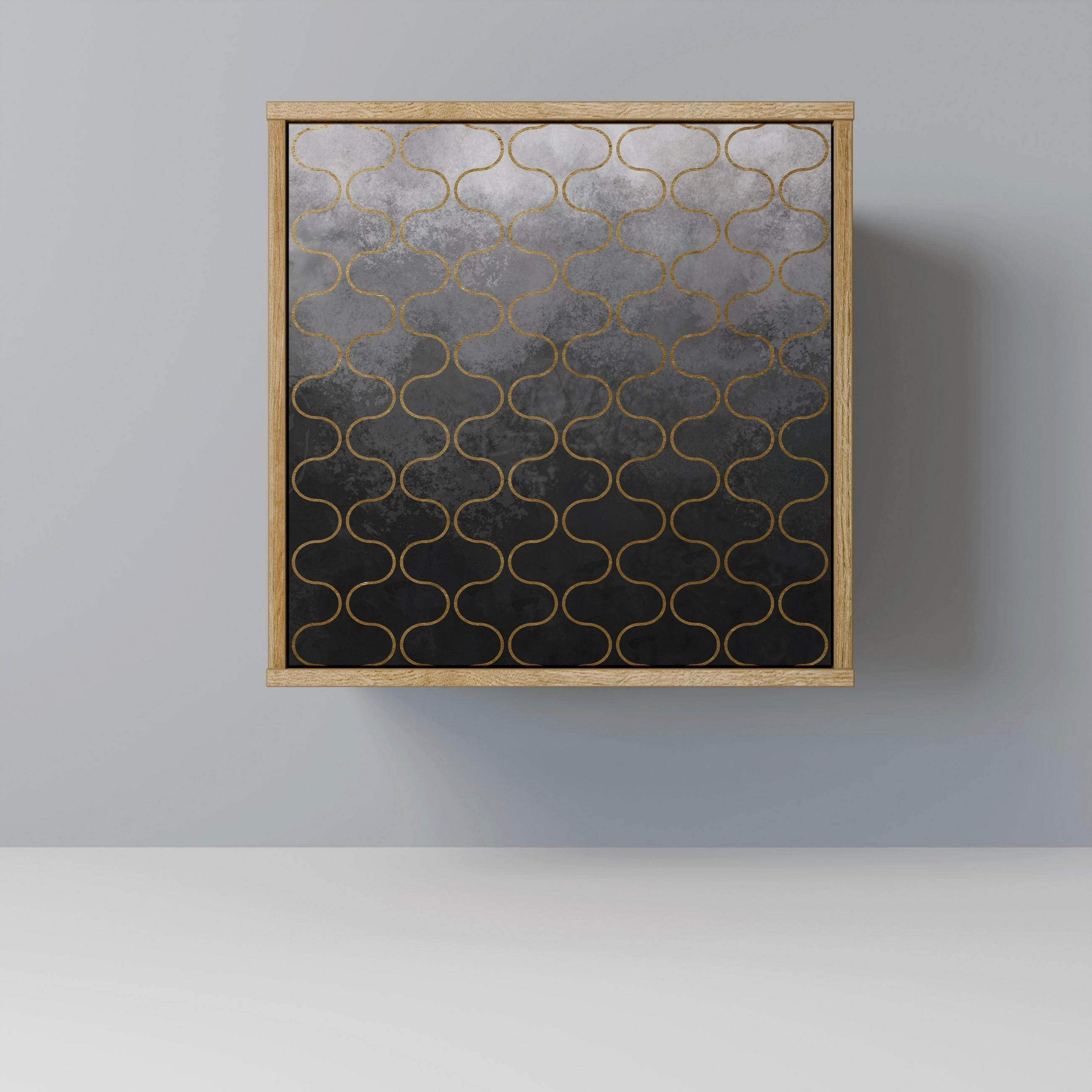 SIDEBOARD TESSELATED GRAYISH, Eichefarben, 57,5x42x57,5 cm, Ohne Füße - Eichefarben/Multicolor, Holzwerkstoff (57.5/57.5/42cm) - SpaceRebels