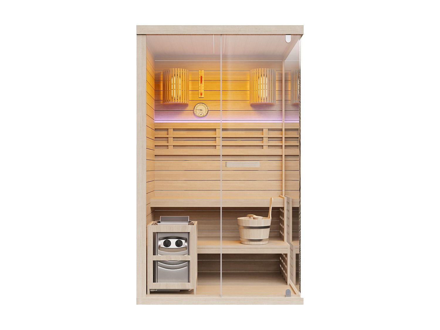 FINNISCHE Sauna - 2 Personen - Holz, Platte - Naturfarben Hell - - Naturfarben, Holz (120/200/120cm) - Vente-Unique