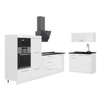 KÜCHENZEILE Fame-Line, Weiß Hochglanz/Weiß, 380 cm ohne Arbeitsplatte - Weiß Hochglanz/Weiß, Holzwerkstoff (380/153.6/51.6cm) - Vicco