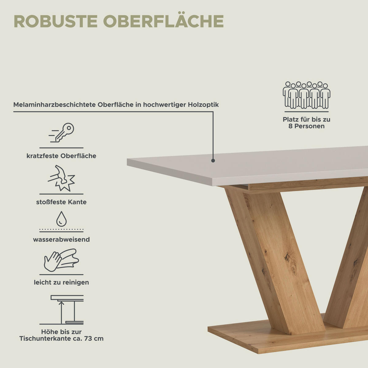 ESSTISCH Velo (B/H/T: ca. 150/76/90 cm) in Artisan Eiche Nachbildung/Kaschmir - Eiche Artisan, Holzwerkstoff (90/150/76cm)