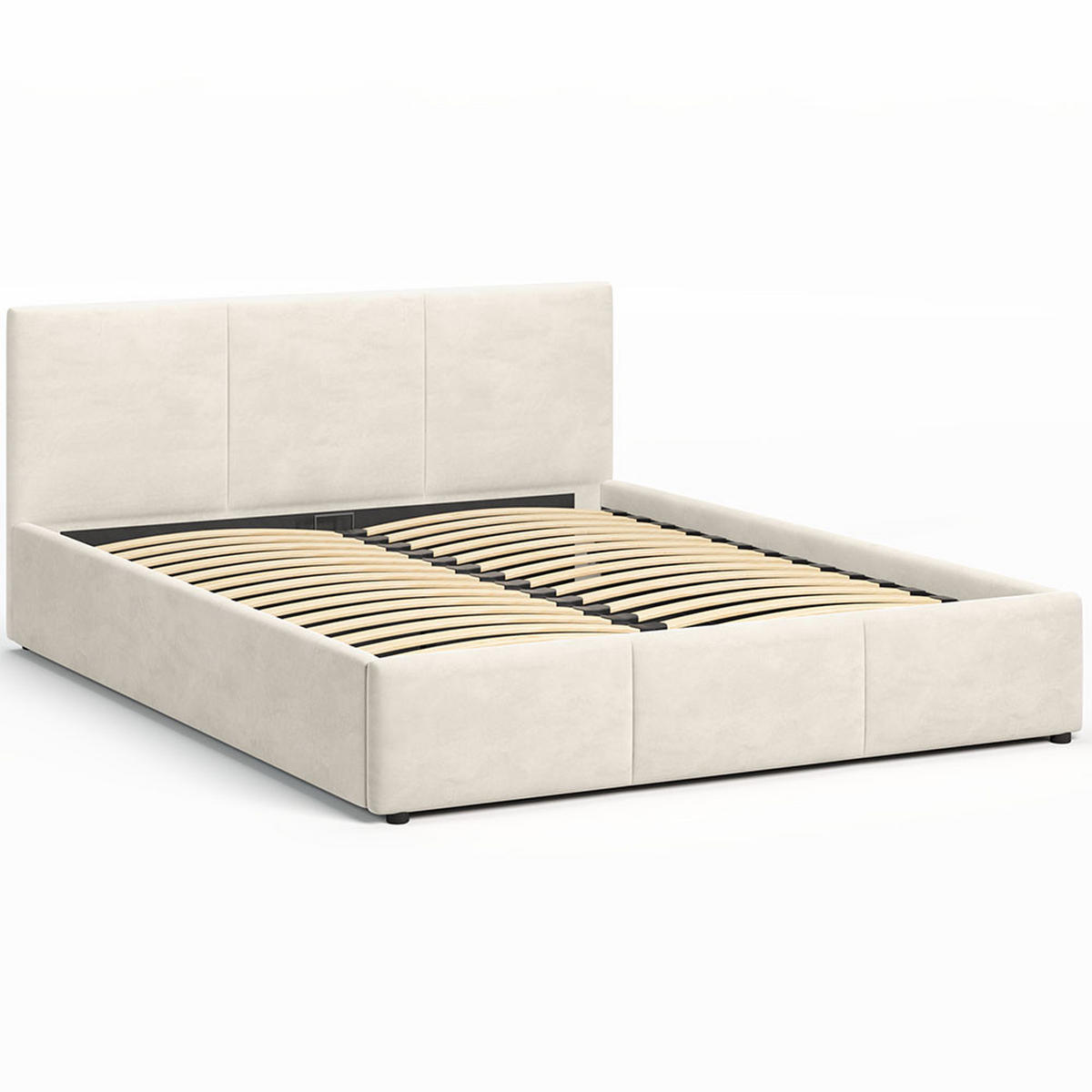 POLSTERBETT 140×200 cm mit Bettkasten und Lattenrost Nela HLR-1 Beige Velours - Beige, Holz/Metall (140/200cm) - Jana