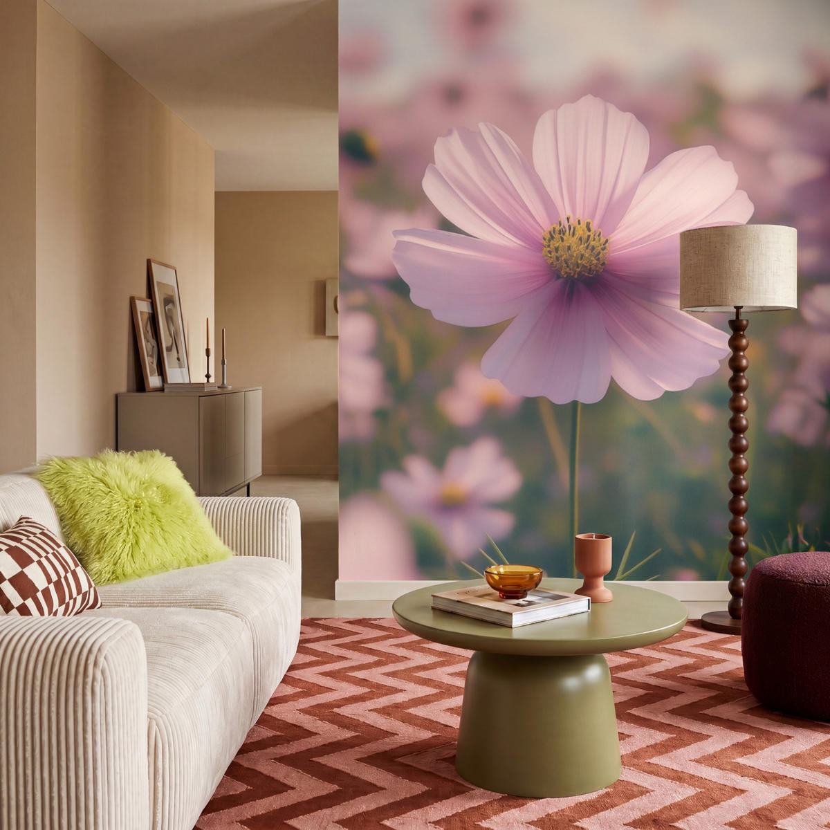 TAPETE - Blumen - Lila - Unscharf - 180x200 cm - Rosa, Papier (180/200cm) - OnlyWow