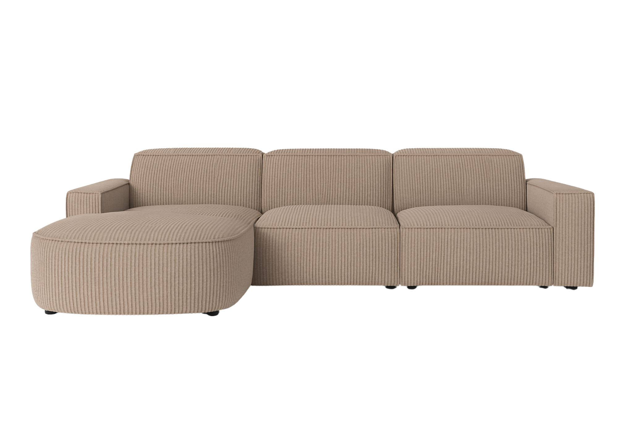 ECKSOFA Cursal Round L-Form, Stoff Poso, Dunkelbeige, Links - Beige, Holz (284/166cm) - Kaiser Möbel