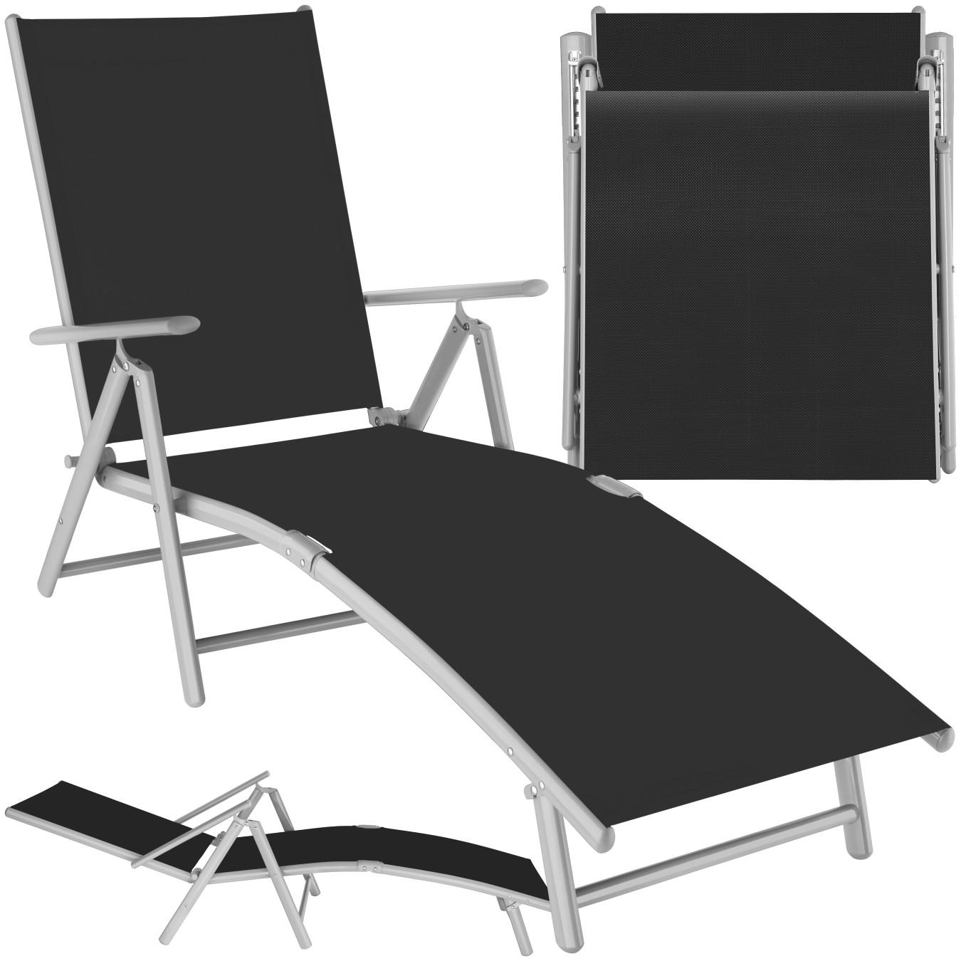 GARTENLIEGE Marisol,182 x 62 x 59 cm,schwarz/silber - Silberfarben/Schwarz, Kunststoff (62/59/182cm) - tectake