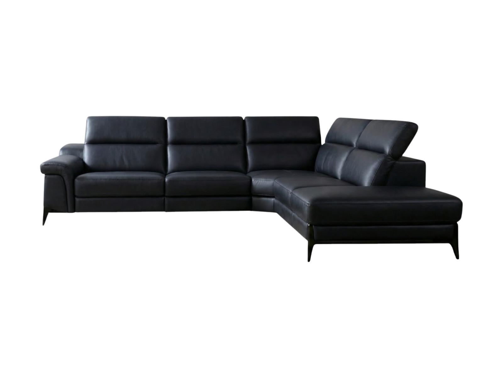 ECKSOFA Texas Echtleder Schwarz - Schwarz, Leder/Metall (238/274cm)