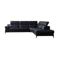 ECKSOFA Texas Echtleder Schwarz - Schwarz, Leder/Metall (238/274cm)