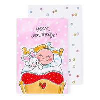 GRUSSKARTE Geburt - Hurra ein Mädchen in Bunt - 17 x 11,5cm - Multicolor, Papier (11.5/0.2cm) - Blond Amsterdam
