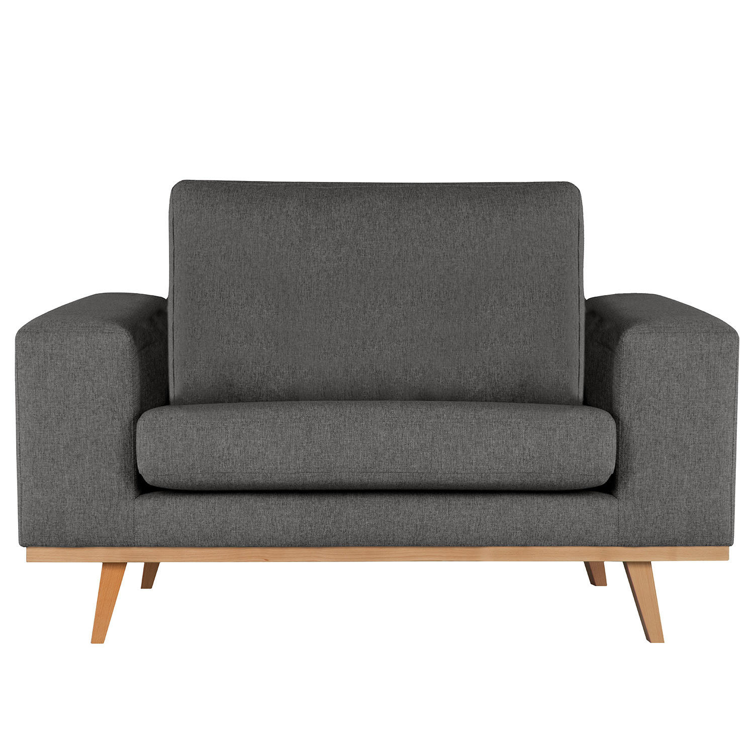 SESSEL - Dunkelgrau/Buchefarben, Textil (122/81/88cm) - home24