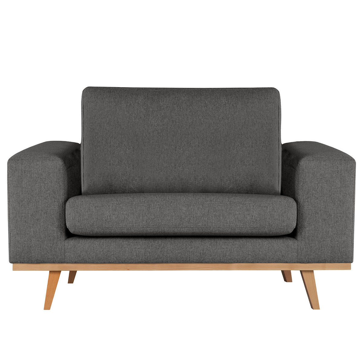 SESSEL - Dunkelgrau/Buchefarben, Textil (122/81/88cm) - home24