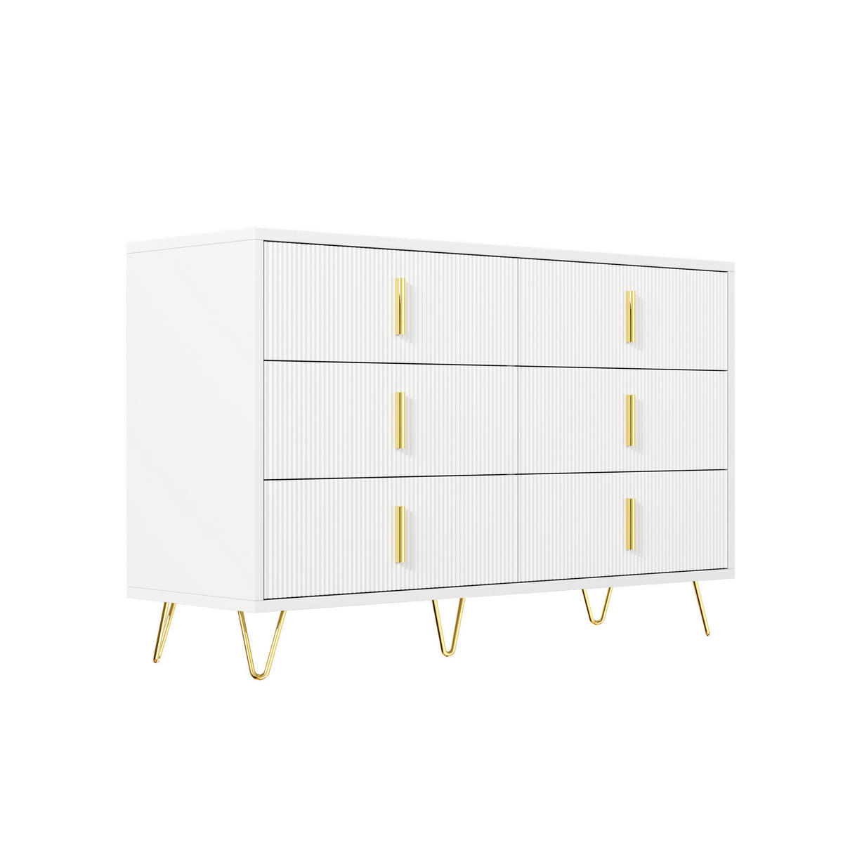 SIDEBOARD Weiß und Gold 120/40/77 cm - Weiß, Holzwerkstoff (120/77/40cm) - PANGIVO