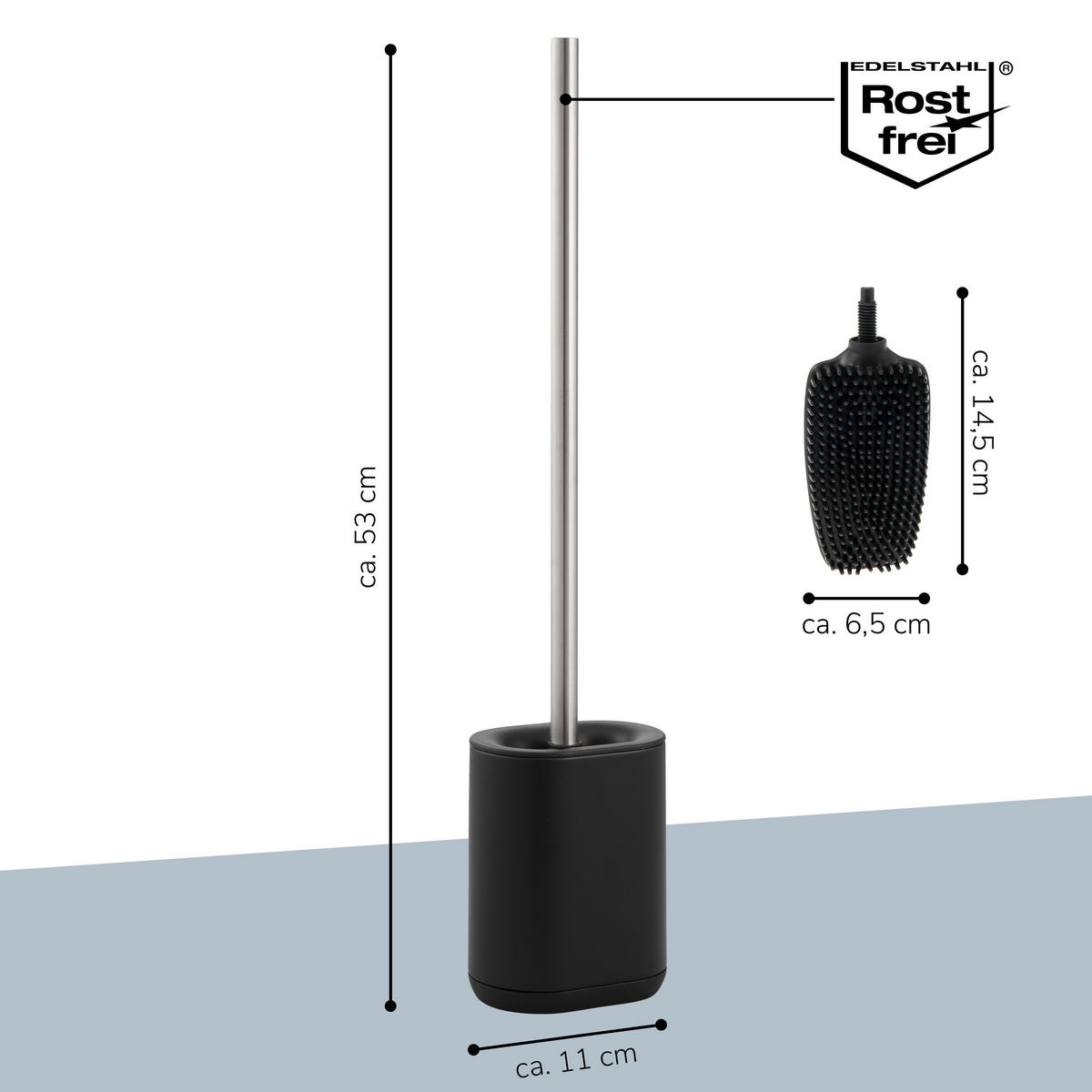 WC-GARNITUR BARBENA, schwarz, Kunststoff Edelstahl - Schwarz, Metall (11/53/4cm) - bremermann