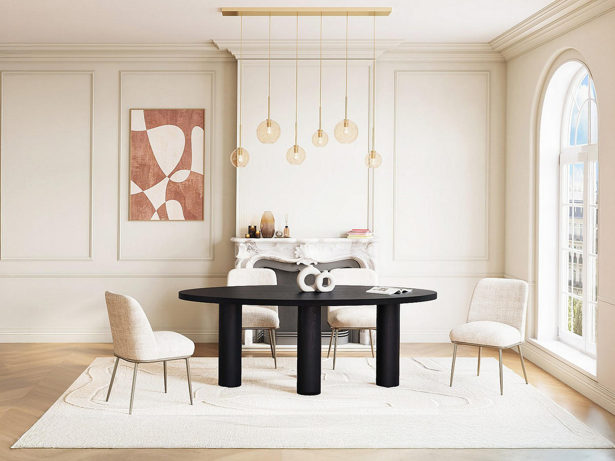 ESSTISCH 8 Personen - Eschenfurnier - Schwarz - FALYN - Schwarz, Holz (220/110/75.5cm) - Vente-Unique