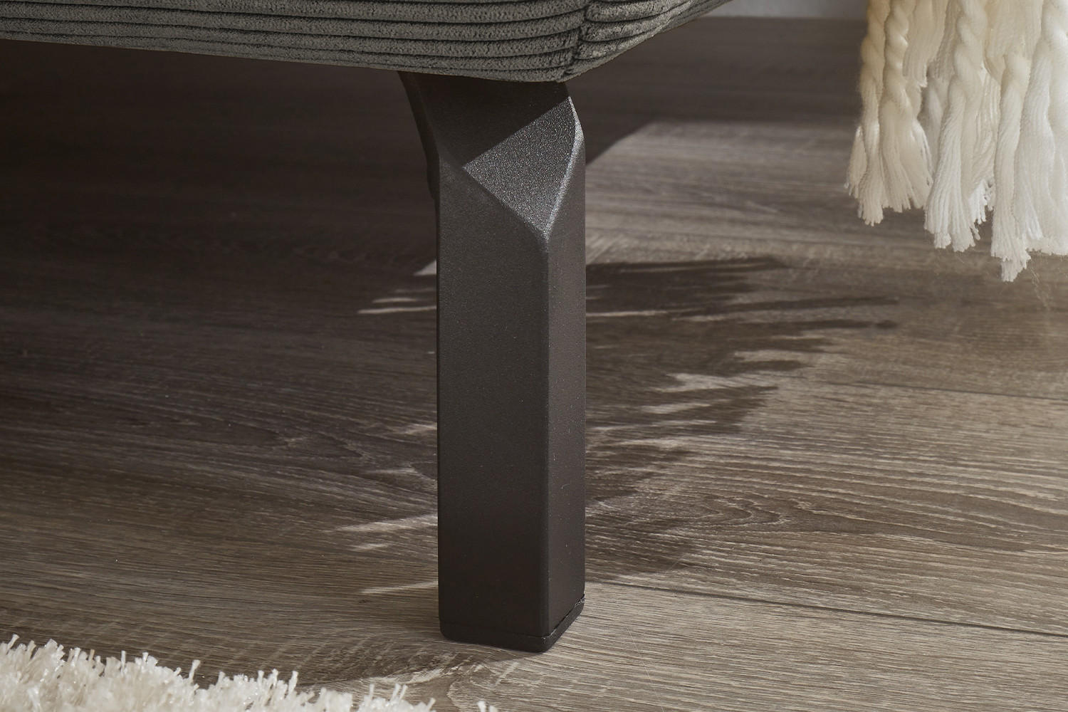 ECKSOFA DELIA Anthrazit Cord - Anthrazit/Schwarz, Textil/Metall (276/219cm) - KAWOLA