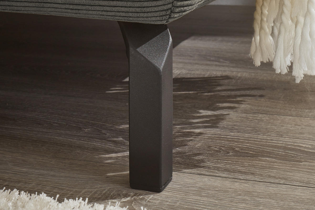 ECKSOFA MIT MOTORISCHEM SITZVORZUG DELIA Anthrazit Cord - Anthrazit/Schwarz, Textil/Metall (276/219cm) - KAWOLA