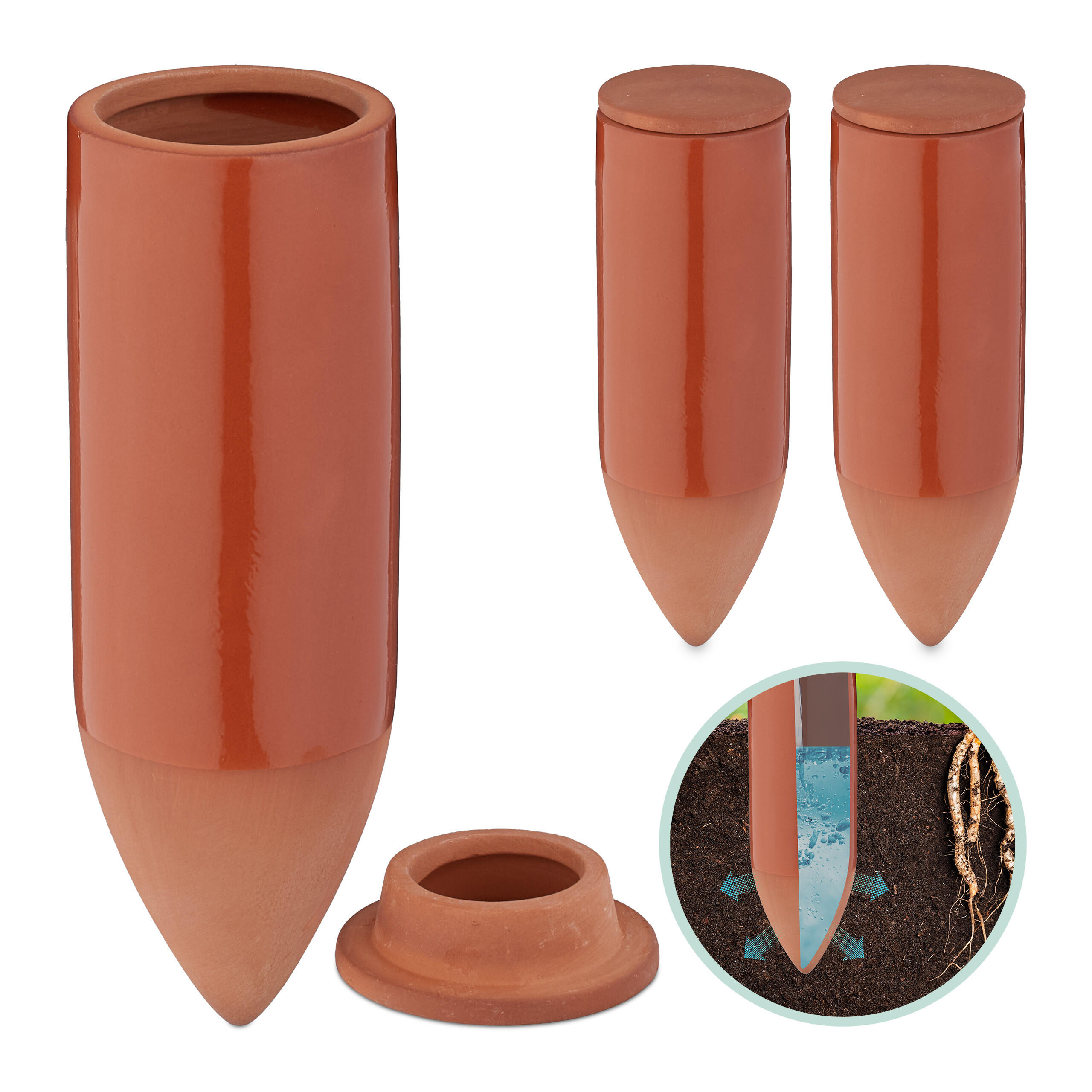 3XTONKEGEL - Hellbraun, Keramik (6.5/20/6.5cm) - Relaxdays