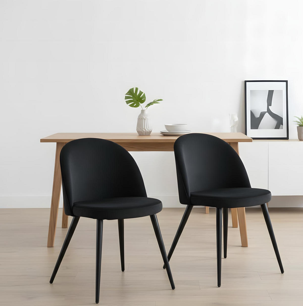 ESSGRUPPE 7-TLG. Kyoto Naturfarben, Schwarz - Schwarz/Naturfarben, Holzwerkstoff/Textil (210/75/100cm) - ebuy24