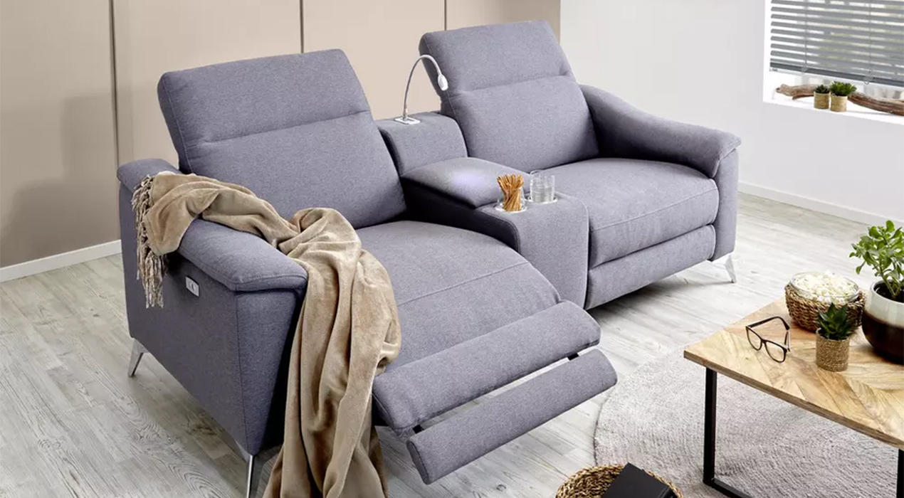 Heimkino-Sofa Mikrofaser, grau von MID.YOU