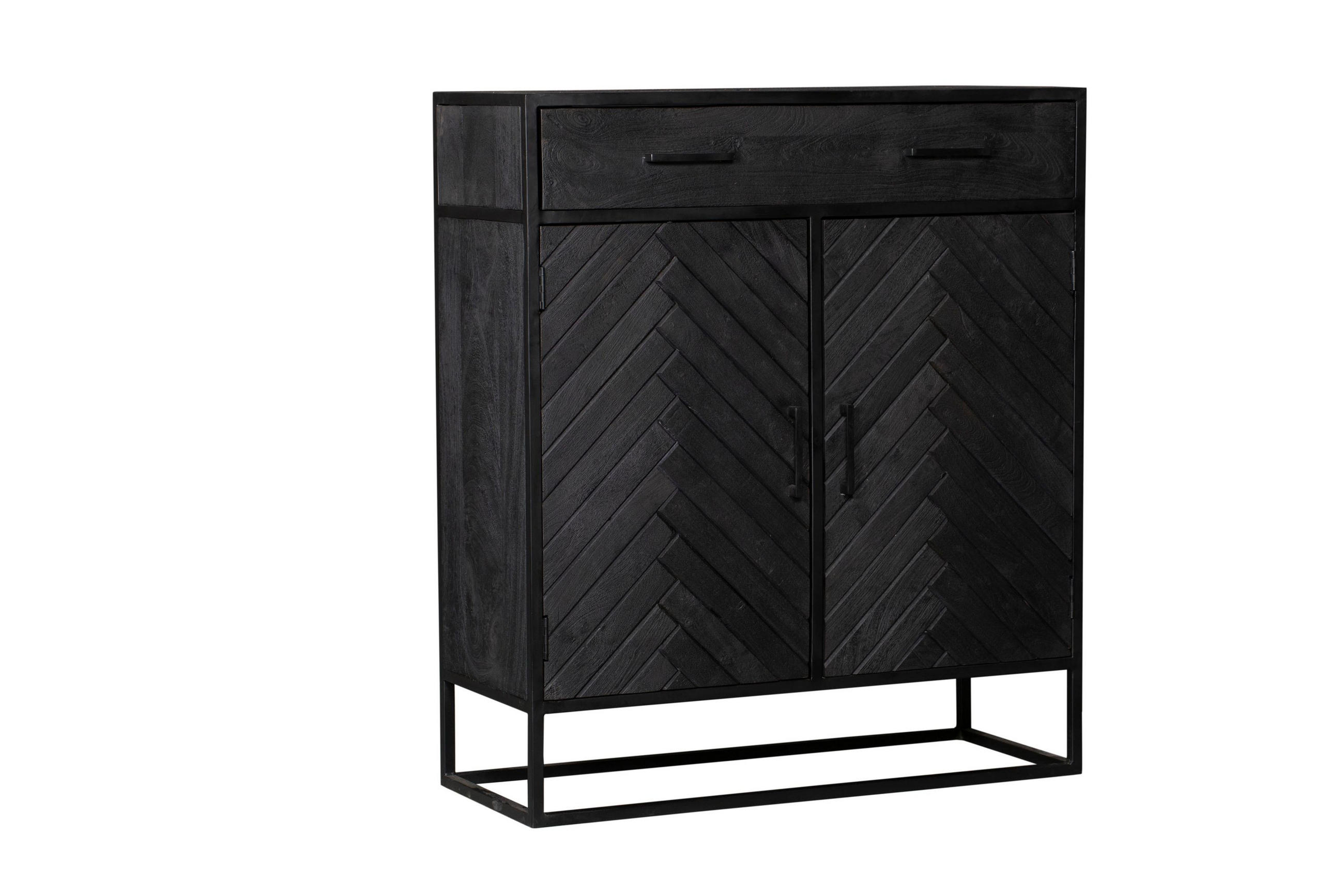 KOMMODE Cosmopolitan Mangoholz 100 cm / 40 cm Schwarz - Schwarz, Holz (100/115/40cm) - Villa Möbel