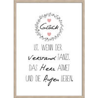 BILD mit Rahmen 51x71 cm Spruch: Glück Liebe - Beige, Holz (51/71cm) - artissimo