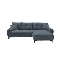 ECKSCHLAFSOFA mit Schlaffunktion und Bettkasten, beidseitig montierbar - Blau/Schwarz, Kunststoff/Textil (284/191cm) - ed exciting design